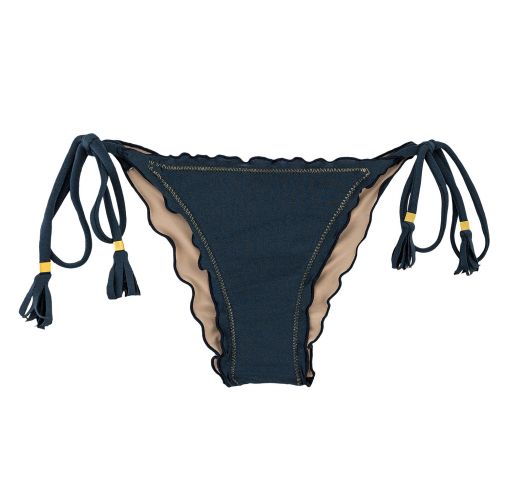 Iridescent navy side-tie scrunch bikini bottom - BOTTOM SHARK FRUFRU