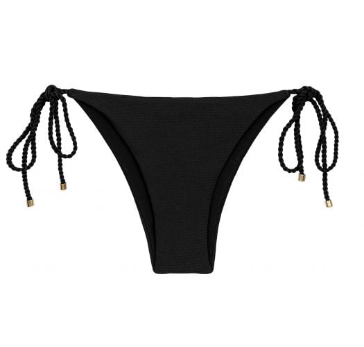 Czarne teksturowane brazylijskie figi do bikini ze skręcanymi wiązaniami - BOTTOM ST-TROPEZ-BLACK IBIZA