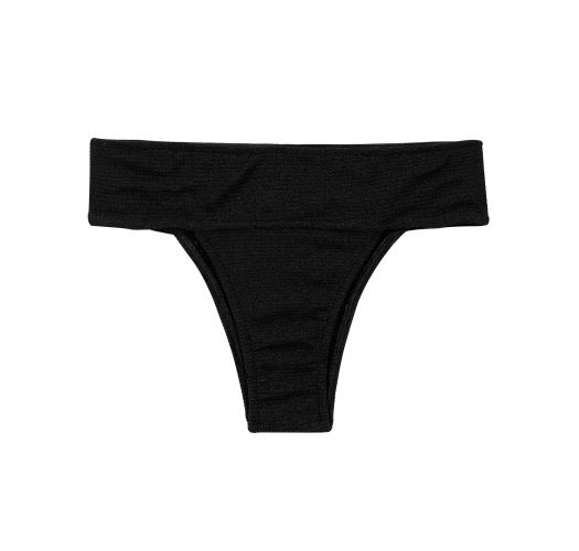 Czarne teksturowane figi bikini z szeroką talią - BOTTOM ST-TROPEZ-BLACK RIO-COS