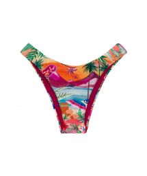 Colorful tropical high leg Brazilian bikini bottom - BOTTOM SUNSET HIGH-LEG