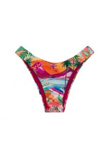 Kolorowe tropikalne brazylijskie figi do bikini z wysokimi nogawkami - BOTTOM SUNSET HIGH-LEG