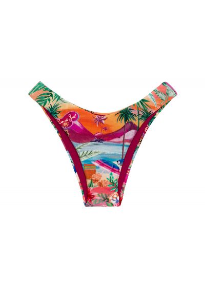 Colorful tropical high leg Brazilian bikini bottom - BOTTOM SUNSET HIGH-LEG