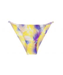 Purple & yellow tie-dye cheeky bikini bottom with thin sides - BOTTOM TIEDYE-PURPLE CHEEKY-FIXA