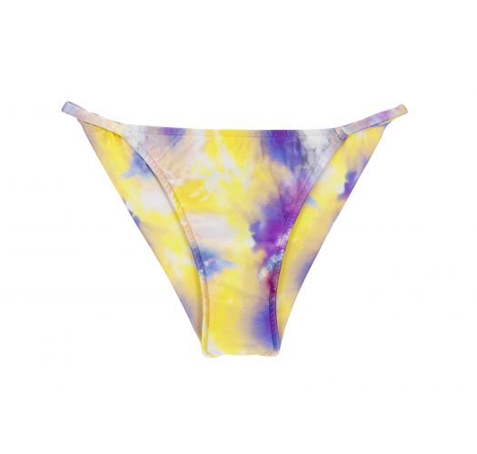 Purple & yellow tie-dye cheeky bikini bottom with thin sides - BOTTOM TIEDYE-PURPLE CHEEKY-FIXA