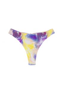 Żółto-fioletowe figi stringi od bikini we wzór tie-dye - BOTTOM TIEDYE-PURPLE FIO