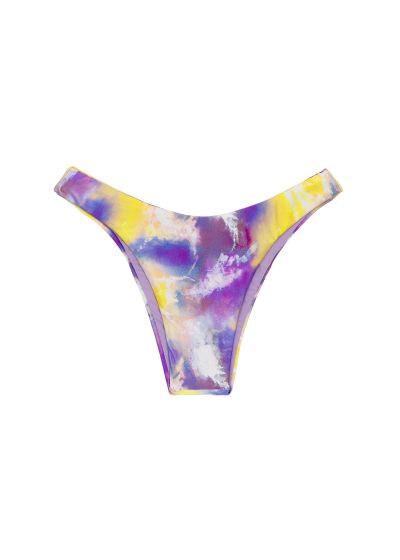 Purple & yellow tie-dye high-leg bikini bottom - BOTTOM TIEDYE-PURPLE HIGH-LEG