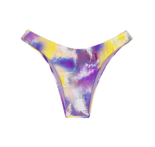 Slip bikini sgambato viola e giallo tie-dye - BOTTOM TIEDYE-PURPLE HIGH-LEG