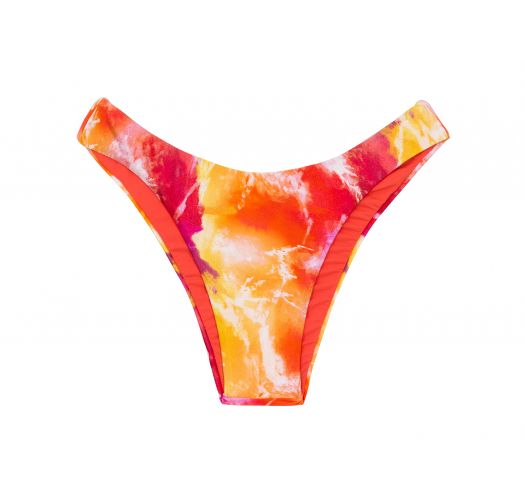Slip bikini sgambato rosso / arancio tie-dye - BOTTOM TIEDYE-RED HIGH-LEG