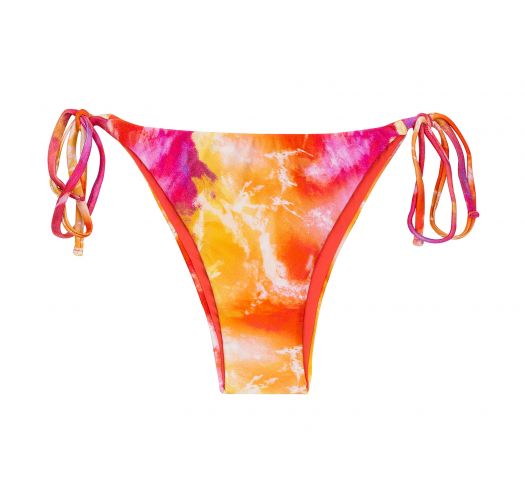 Brazilian Bikinihose mit Seitenschnüren, Tie-Dye-Print rot/orange - BOTTOM TIEDYE-RED IBIZA