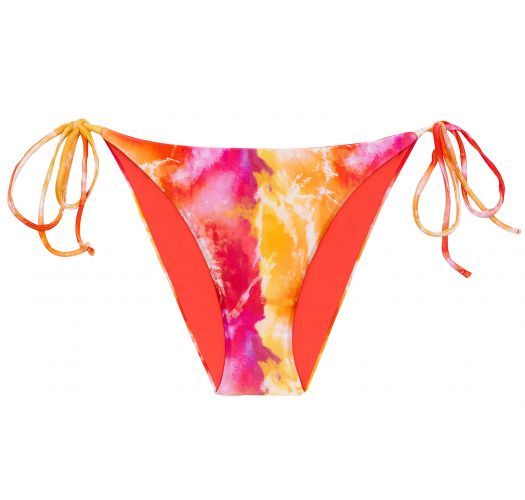 Bikinihose mit Seitenschnüren, Tie-Dye-Print rot/orange - BOTTOM TIEDYE-RED IBIZA-COMFY