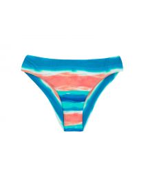 Blue and coral fixed scrunch bikini bottom - BOTTOM UPBEAT BANDEAU