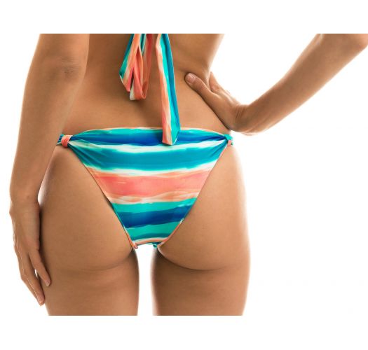 Blau/korallenrote feste Brazilian Bikinihose - BOTTOM UPBEAT CORTINAO