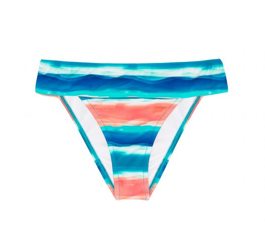 Blue & coral bikini bottom with wide waistband - BOTTOM UPBEAT COS COMFORT