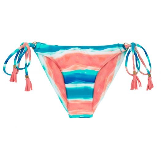 Blau/korallenrote Scrunch-Bikinihose, Pompons - BOTTOM UPBEAT INV COMFORT
