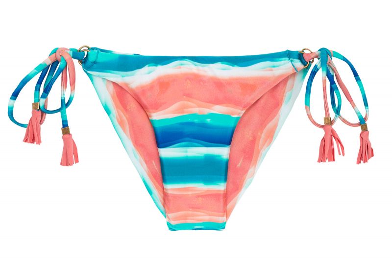 Blue & coral side-tied bikini bottom - BOTTOM UPBEAT INV COMFORT