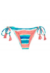 Niebiesko-koralowe brazylijskie bikini z frędzelkami - BOTTOM UPBEAT INVISIBLE