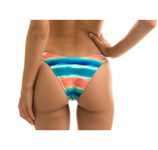 Blue and coral high-leg bikini bottom - BOTTOM UPBEAT RETO