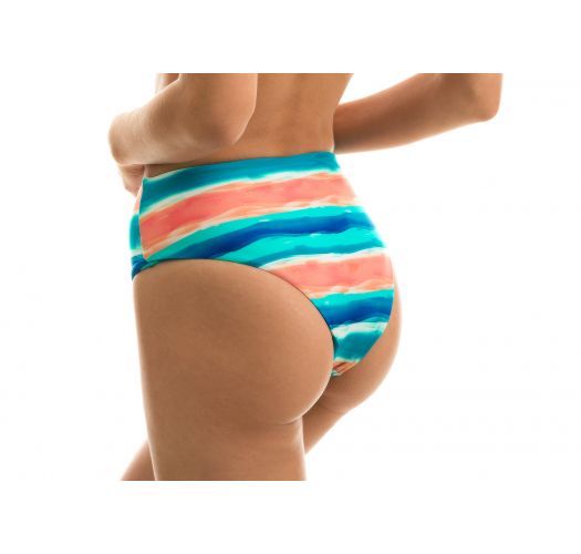 Blau/korallenrote High-Waist-Bikinihose - BOTTOM UPBEAT RETO HOTPANT