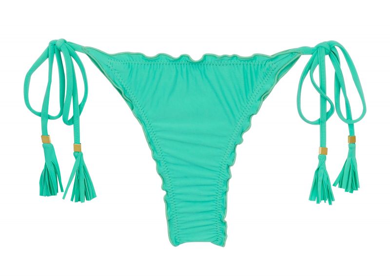 Water green scrunch thong bikini bottom with wavy edges - BOTTOM UV-ATLANTIS FRUFRU-FIO