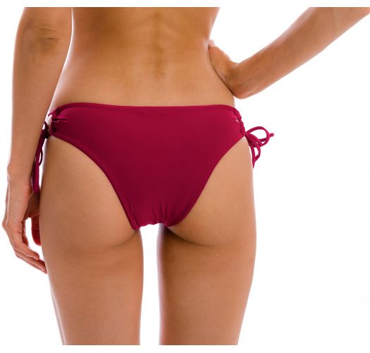 Slip bikini brasiliano rosso granato con doppi laccetti fianchi - BOTTOM UV-DESEJO MADRID