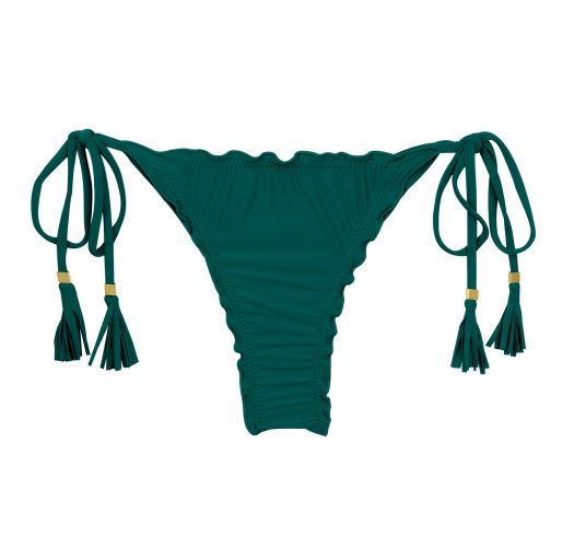 Slip bikini perizoma verde scuro, lacci laterali e bordi ondulati - BOTTOM UV-GALAPAGOS FRUFRU-FIO