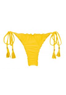 Yellow scrunch thong bikini bottom with wavy edges - BOTTOM UV-MELON FRUFRU-FIO