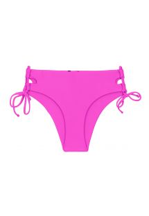 Slip bikini brasiliano vita alta rosa magenta con laccetti doppi - BOTTOM UV-PINK MADRID