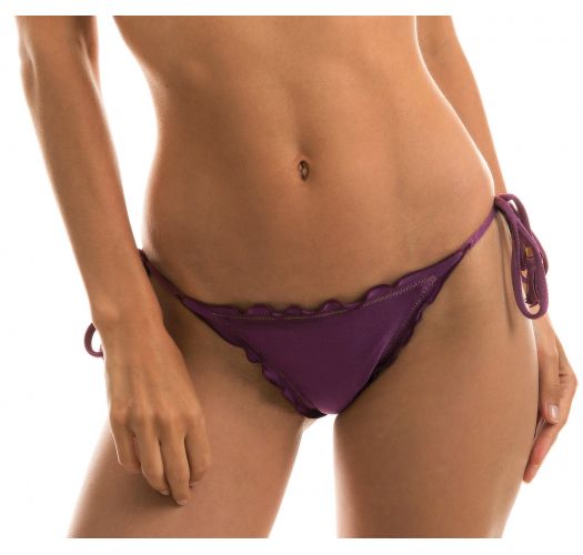Plum side-tie scrunch bikini bottom wavy edges - BOTTOM VIENA FRUFRU