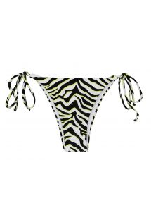 Slip bikini brasiliano lacci laterali, con stampa tigrata bianca e nera - `BOTTOM WILD-BLACK IBIZA