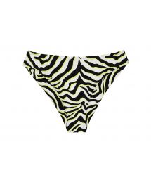 White & black tabby scrunch fixed Brazilian bikini bottom - BOTTOM WILD-BLACK NICE