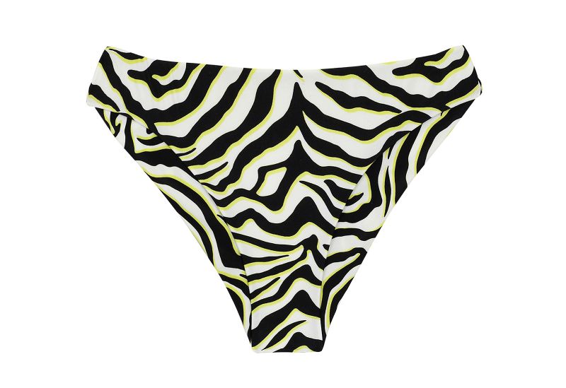 White & black tabby scrunch fixed Brazilian bikini bottom - BOTTOM WILD-BLACK NICE