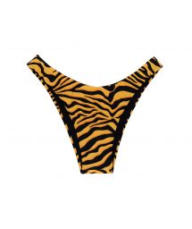 Orange & black tiger print high leg Brazilian bikini bottom - BOTTOM WILD-ORANGE HIGH-LEG