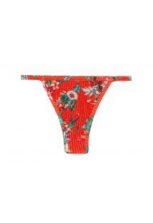Rood Braziliaans bikinibroekje met smalle zijbandjes en bloemenprint - BOTTOM WILDFLOWERS CALIFORNIA