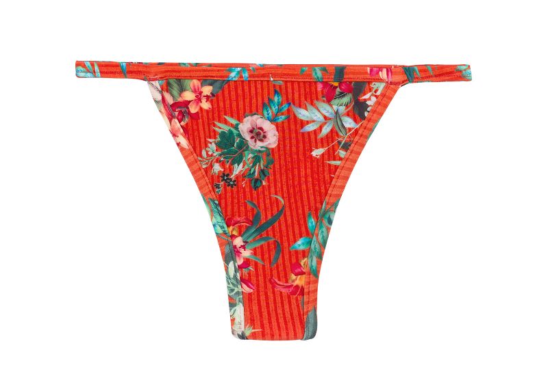 Red floral fixed Brazilian bikini bottom - BOTTOM WILDFLOWERS CALIFORNIA