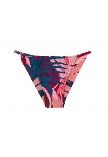 Brazilian Cheeky-Bikinihose rosa/blau mit Blattprint, schmale Seiten - BOTTOM YUCCA CHEEKY-FIXA