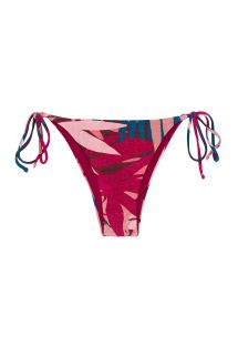Pink & blue side-tie bikini bottom with leaf print - BOTTOM YUCCA IBIZA