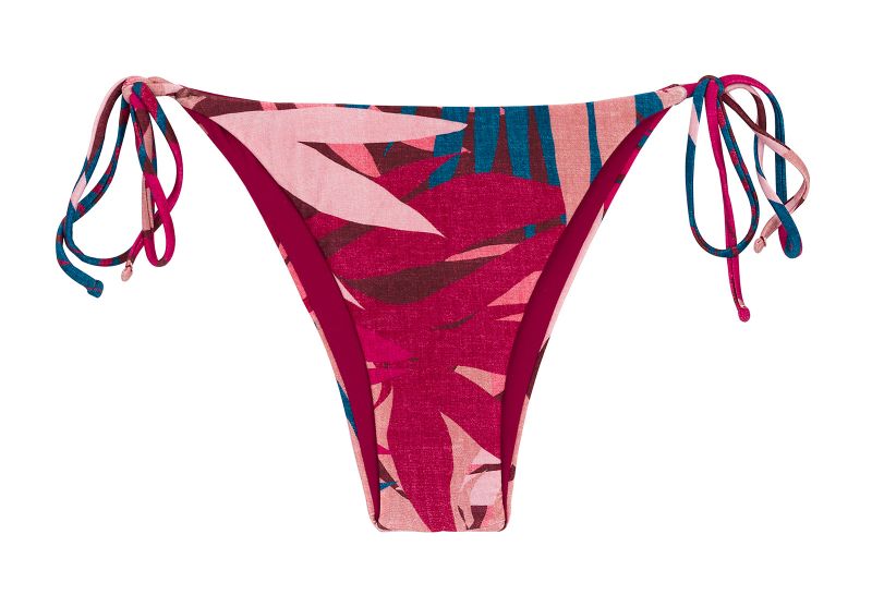 Pink & blue side-tie bikini bottom with leaf print - BOTTOM YUCCA IBIZA