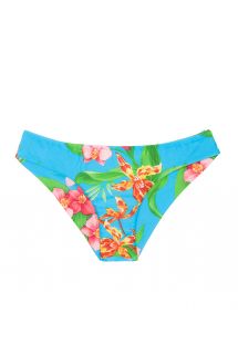 Sporty blue floral Brazilian bikini bottoms - CALCINHA ALOHA TRI CHEEKY