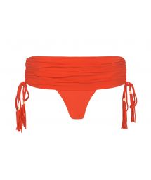 Red skirt-style bikini bottom with tassels - CALCINHA AMBRA JUPE URUCUM