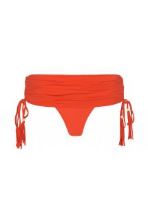 Bas de bikini rouge type jupette, pompons - CALCINHA AMBRA JUPE URUCUM