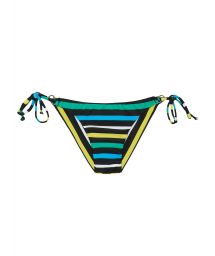 Colourful striped Brazilian bikini bottom with side ties - CALCINHA GALAXY CHEEKY
