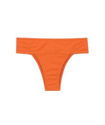 Textured orange wide waist fixed bikini bottom - BOTTOM ST-TROPEZ-TANGERINA RIO-COS