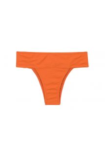 Textured orange wide waist fixed bikini bottom - BOTTOM ST-TROPEZ-TANGERINA RIO-COS