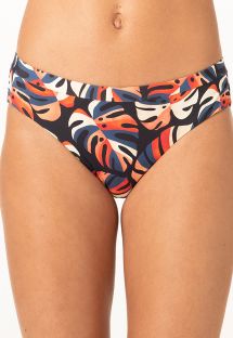 Navy bikini bottom with tropical leaves pattern - BOTTOM CROPPED ADAO