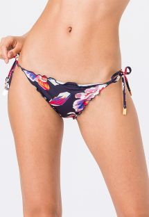 Navy scrunch bikini bottom in colorful floral print - BOTTOM FRUFRU CHITA