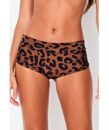 Leopard print luxurious shorty bikini bottom - BOTTOM SPORTY COPPER LEOPARD