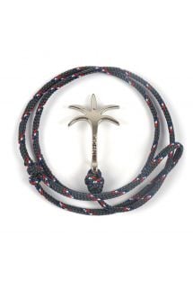 Grey braided bracelet with a plam tree clasp - BRACELET PALMIER ANTHRACITE