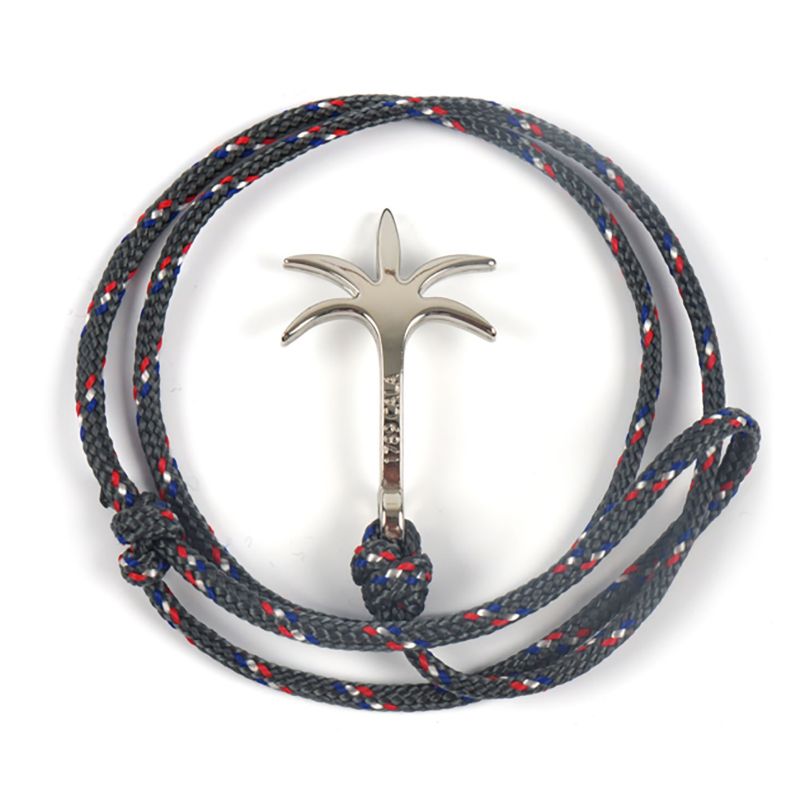 Плетеный веревочный браслет серого цвета с застежкой-пальмой - BRACELET PALMIER ANTHRACITE