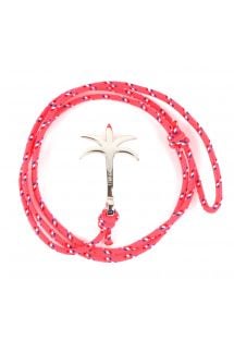 Pink braided bracelet with a plam tree clasp - BRACELET PALMIER FLUO ROSE