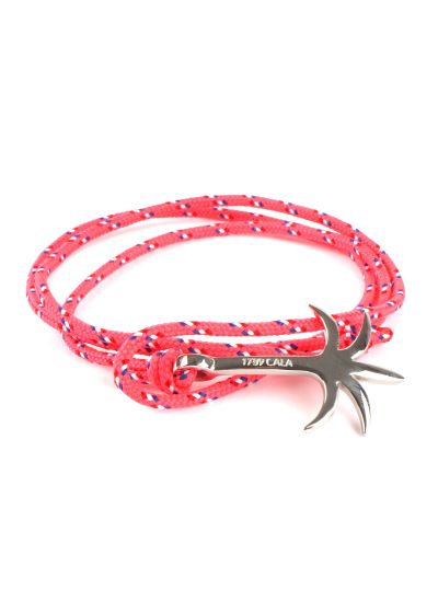 Плетеный веревочный браслет ярко-розового цвета с застежкой-пальмой - BRACELET PALMIER FLUO ROSE